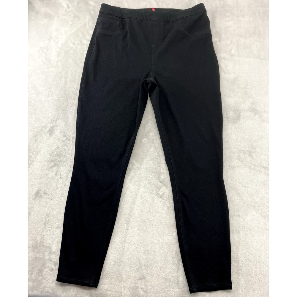 Spanx Jeanish Ankle Pants Women XL Black Stretch High Rise Pull-On Preppy
